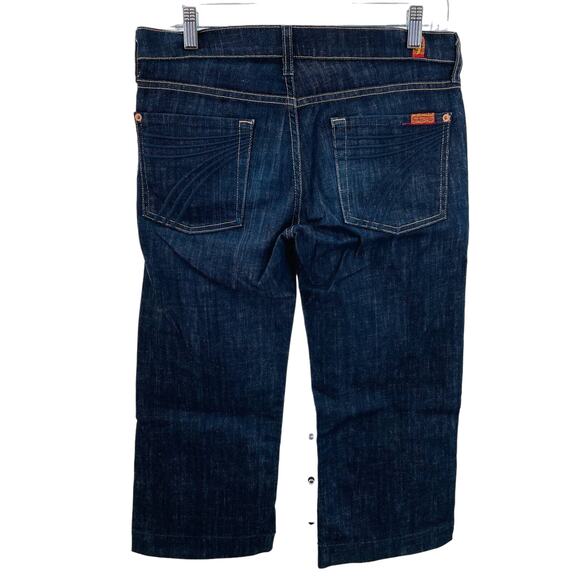 7 For All Mankind Dark Blue Denim Crop Dojo Low Rise Straight Leg Y2K Jeans 28 - Picture 4 of 15